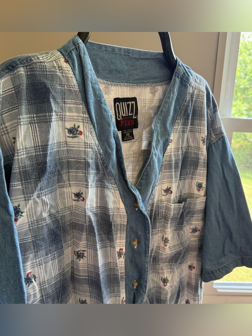 Quizz Plus Short Sleeve button up with Jean and Flower print
